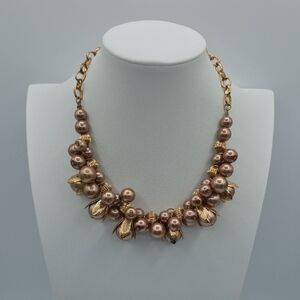 Chic Gold and Bronze Beaded Necklace